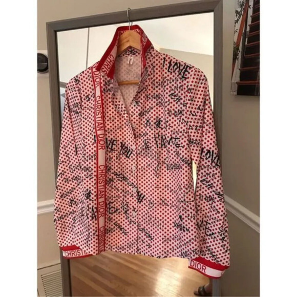 Diandina Didi Tops - Diandina Didi Vintage Button Down Shirt Large Red White